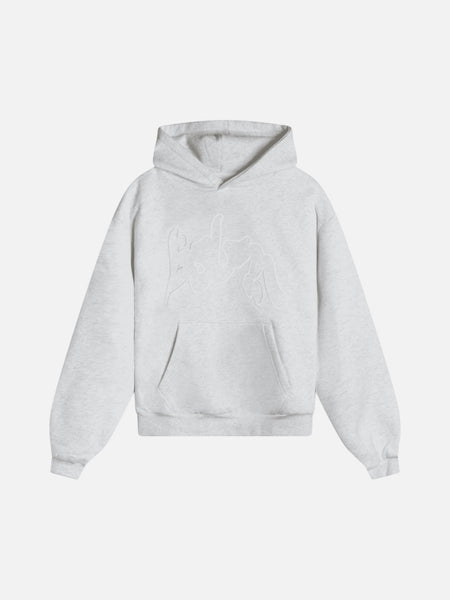 BSLM Outlined Hoodie Ash | 3D Embroidery Streetwear – BSLM Clothing
