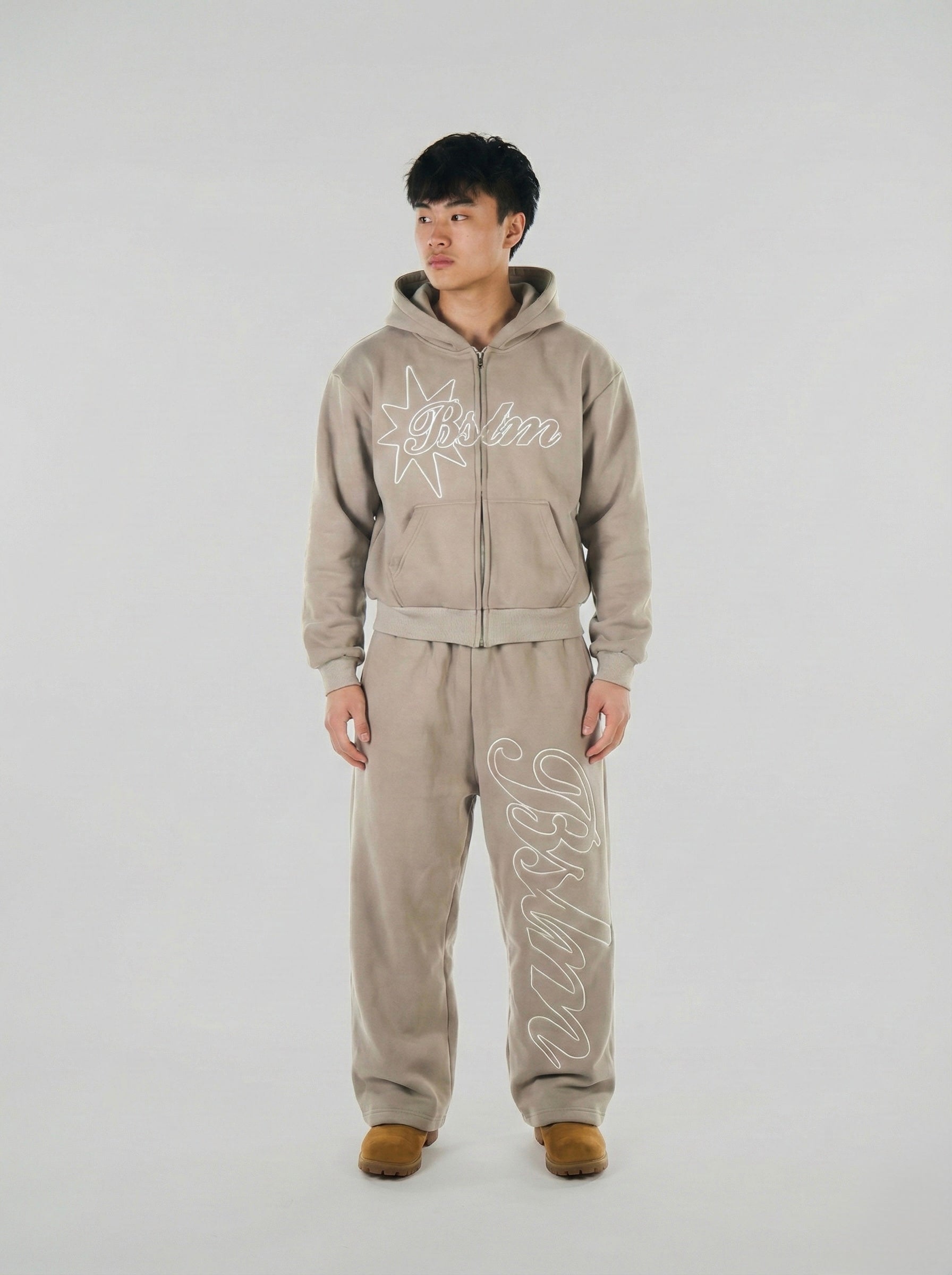 BSLM Revamped Zip-Up Stone | Streetwear Hoodie – BSLM Clothing
